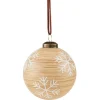 Boule de Noël en verre effet bois motif flocon de neige