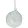 Boule de Noël en verre effet perlé bleu transparent Ø8cm