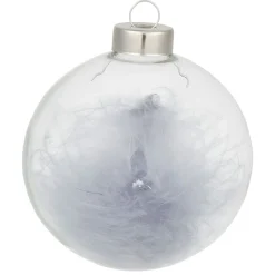 Boule de Noël en verre garnie d'une plume