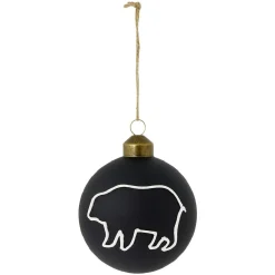 Boule de Noël en verre noir mat ours ou cerf Ø8cm