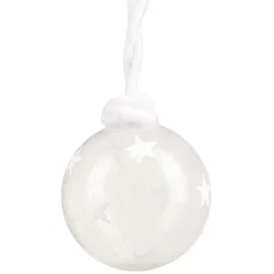 Boule de Noël en verre pailleté motif étoile attache en laine Ø8cm