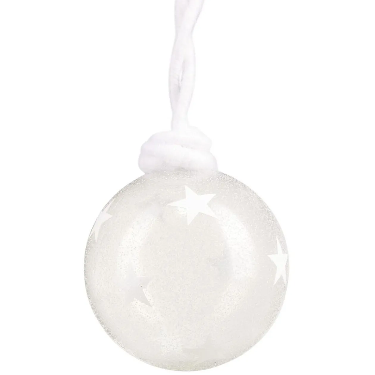 Boule de Noël en verre pailleté motif étoile attache en laine Ø8cm