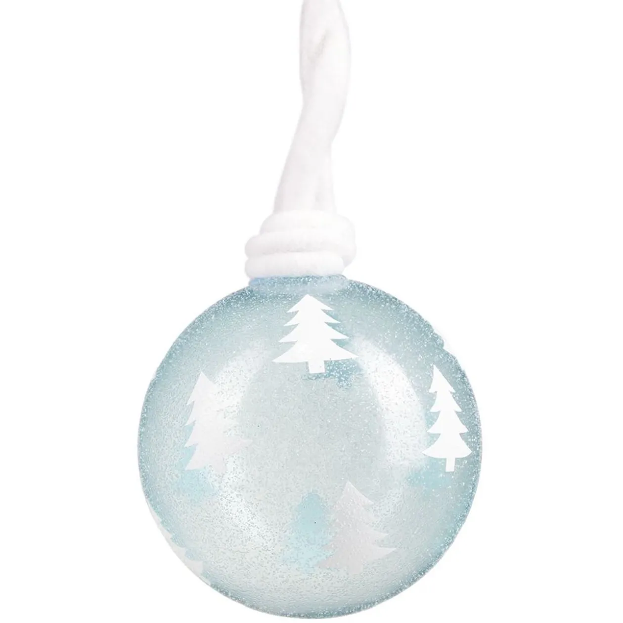 Boule de Noël en verre pailleté motif étoile attache en laine Ø8cm