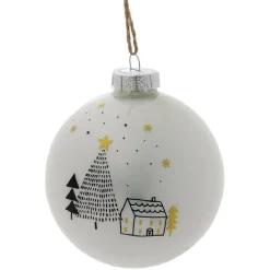 Boule de Noël en verre paysage blanc et noir Ø8cm