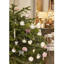 Boule de Noël en verre transparent et dentelle blanche