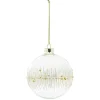 Boule de Noël en verre transparent perle et ligne dorée et blanche