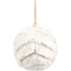 Boule de Noël fausse fourrure blanc et beige Ø8,5cm
