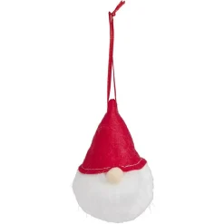 Boule de Noël gnome rouge et blanc Ø6xH11cm