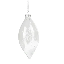 Boule de Noël goutte transparente avec flocons de neige