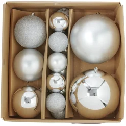 Boule de Noël gris argenté x15