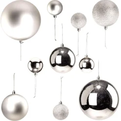 Boule de Noël gris argenté x15