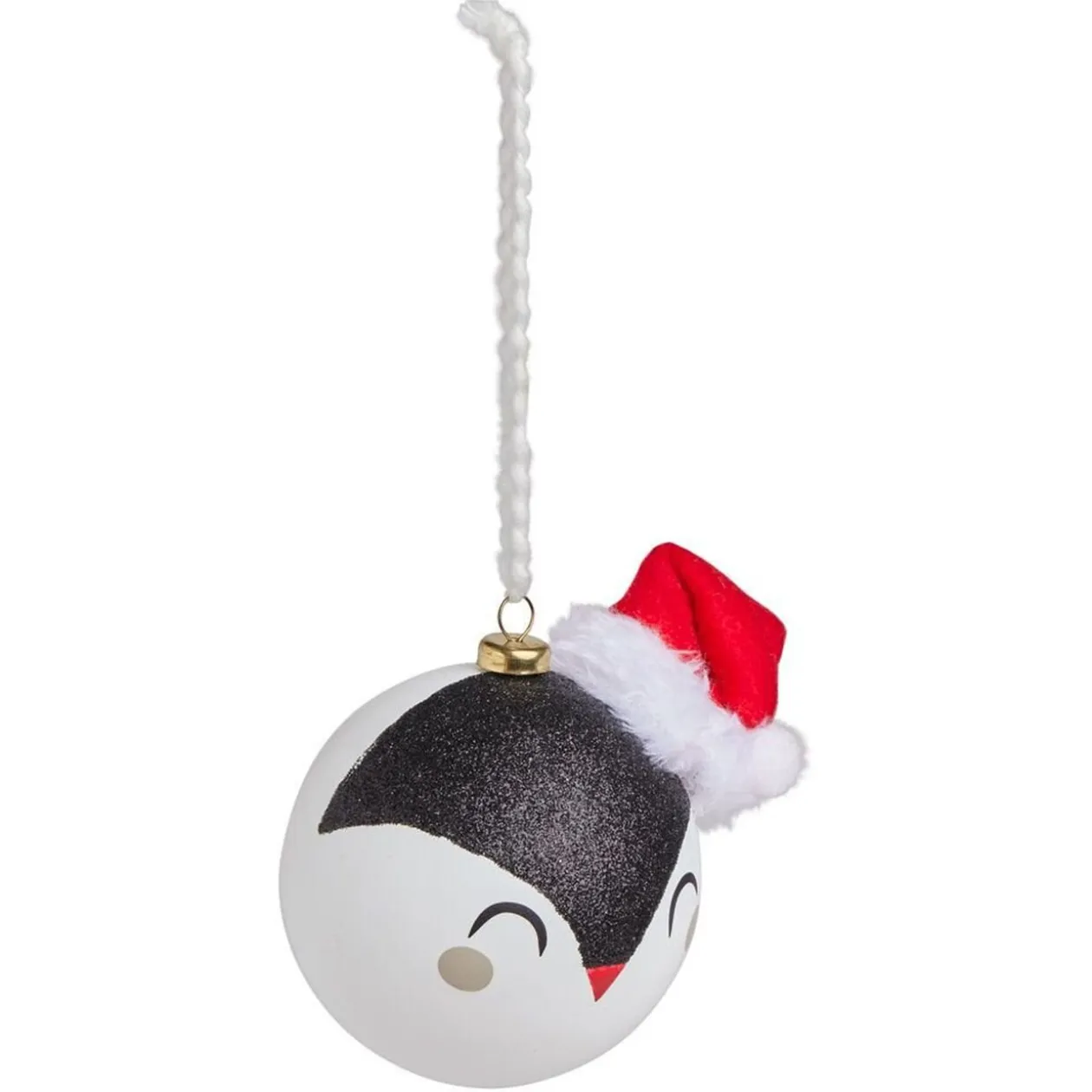 Boule de Noël kawaii pingouin avec bonnet rouge Ø8cm