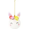 Boule de Noël licorne blanc et rose Ø8xH13cm