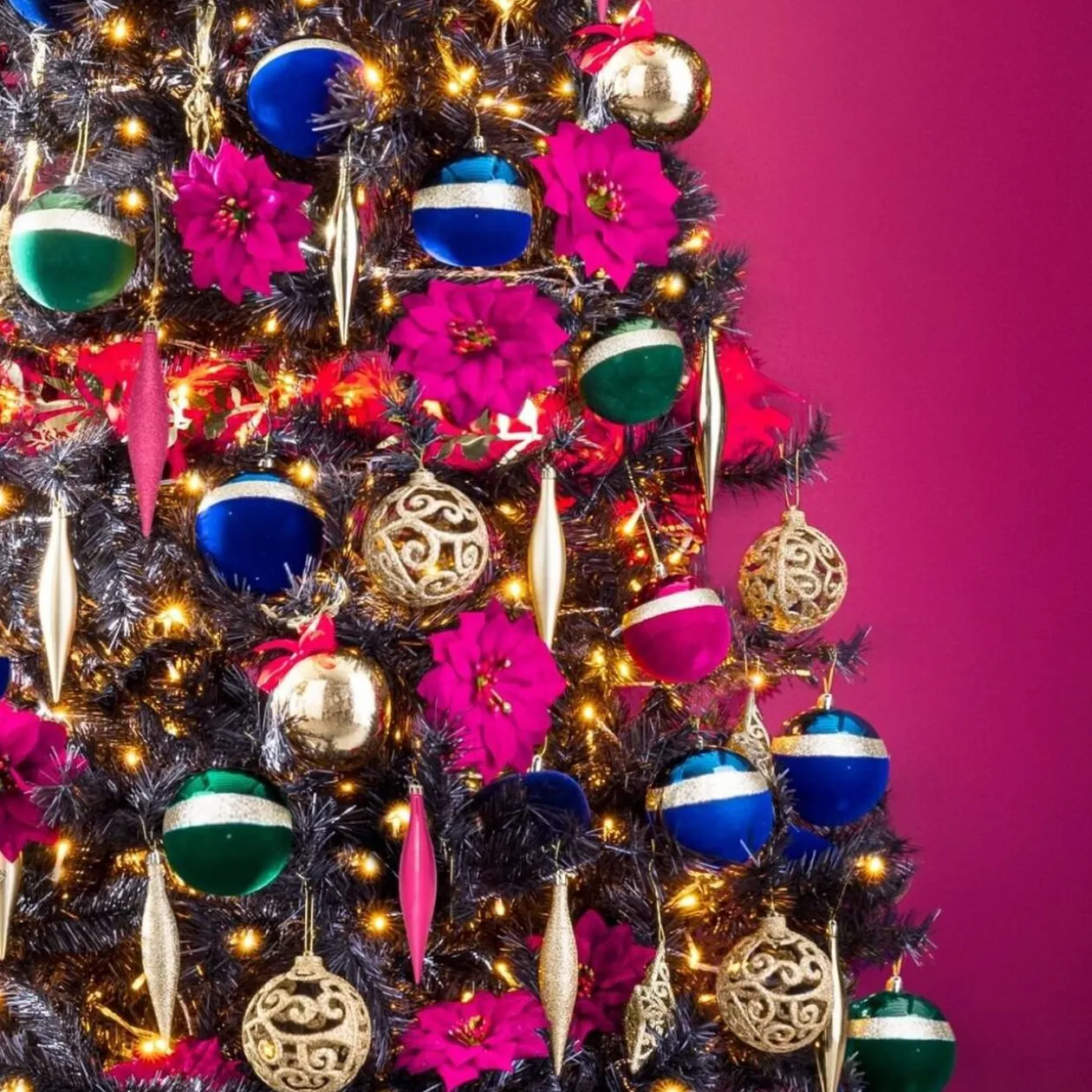 Boule de Noël liseré doré bimatière velours et brillant bleu Ø8cm