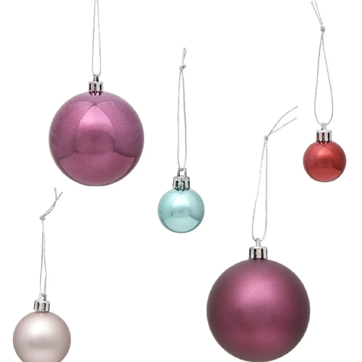 Boule de Noël mauve bleu fuchsia violet x50