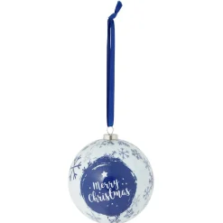 Boule de Noël motif banquise bleu et blanc Ø8cm - 3 modèles
