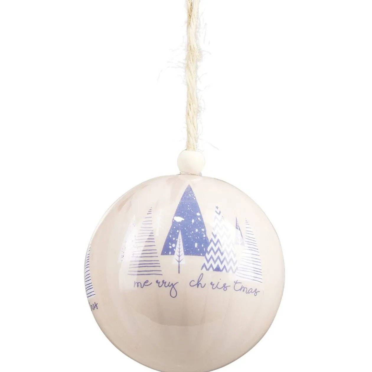 Boule de Noël motif bleu et blanc Ø8 cm