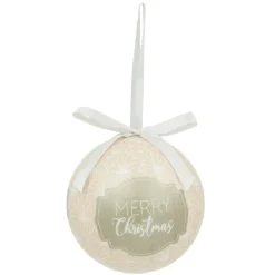 Boule de Noël motif et inscription Merry Christmas Ø8 cm