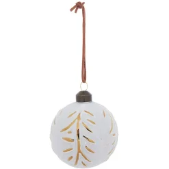 Boule de Noël motif ethnique blanc et doré