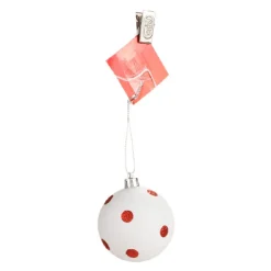 Boule de Noël motif pois rouge blanc