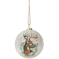 Boule de Noël motif renne à suspendre