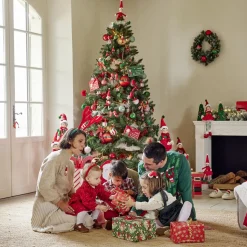 Boule de Noël motif spirale et bonnet Père Noël ou lutin Ø8cm H11cm