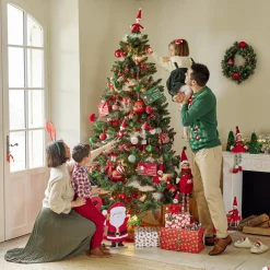 Boule de Noël motif spirale et bonnet Père Noël ou lutin Ø8cm H11cm