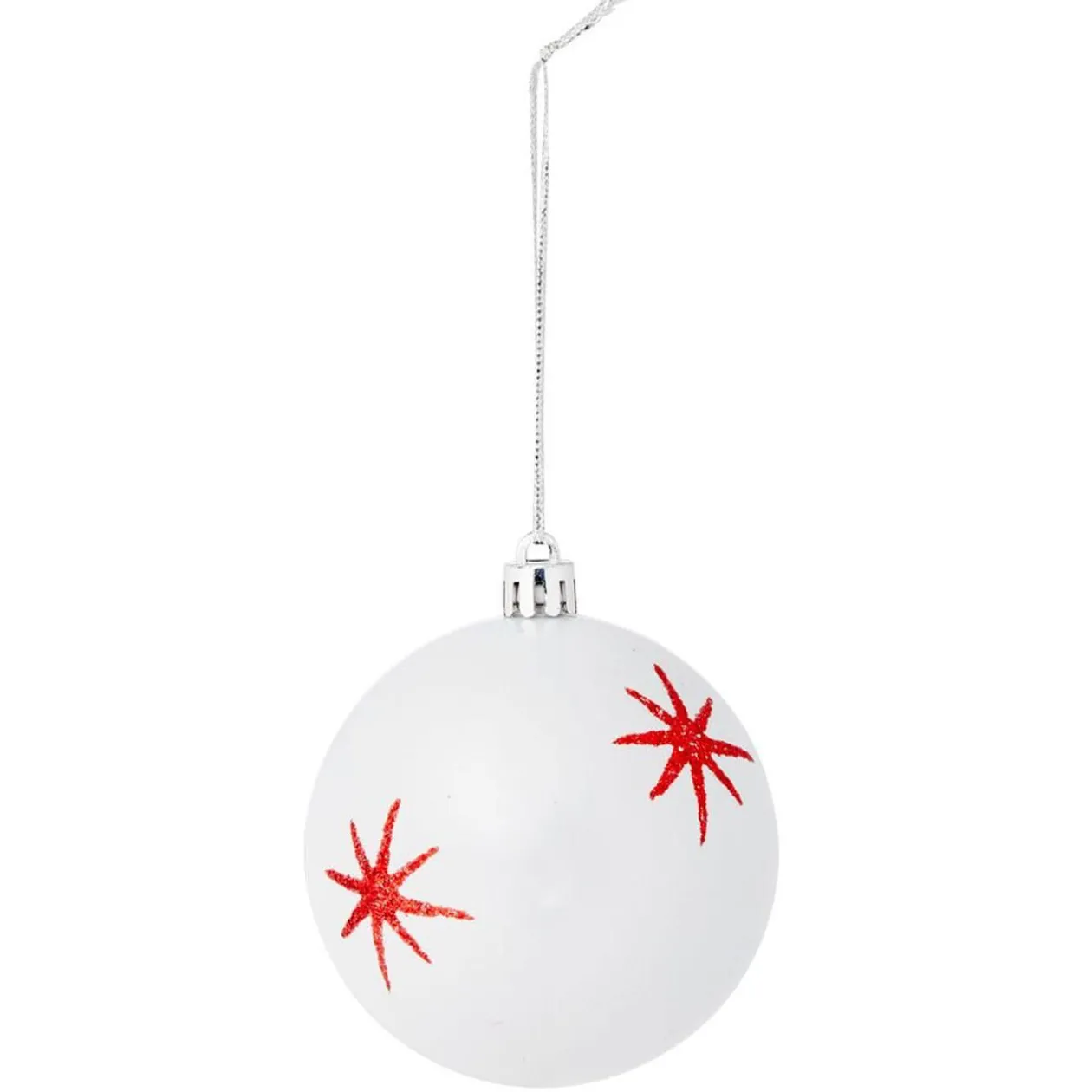 Boule de Noël motif étincelle Ø8cm - rouge/blanc/vert