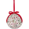 Boule de Noël motif traditionnel houx flocon de neige rouge et blanc Ø12cm