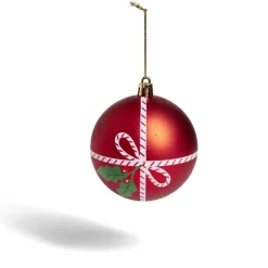Boule de Noël motif traditionnel vert ou rouge Ø8cm - 2 coloris