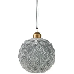 Boule de Noël motifs feuilles à suspendre