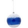 Boule de Noël neige blanche bleue Ø10 cm