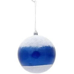 Boule de Noël neige blanche bleue Ø10 cm