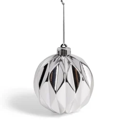 Boule de Noël origami argenté ou bleue Ø12cm - 2 coloris