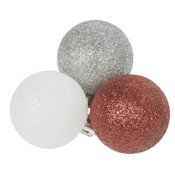 Boule de Noël pailleté rouge gris blanc x25
