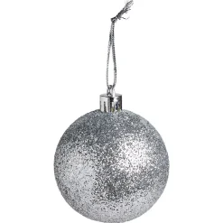 Boule de Noël paillette argenté Ø6cm x3