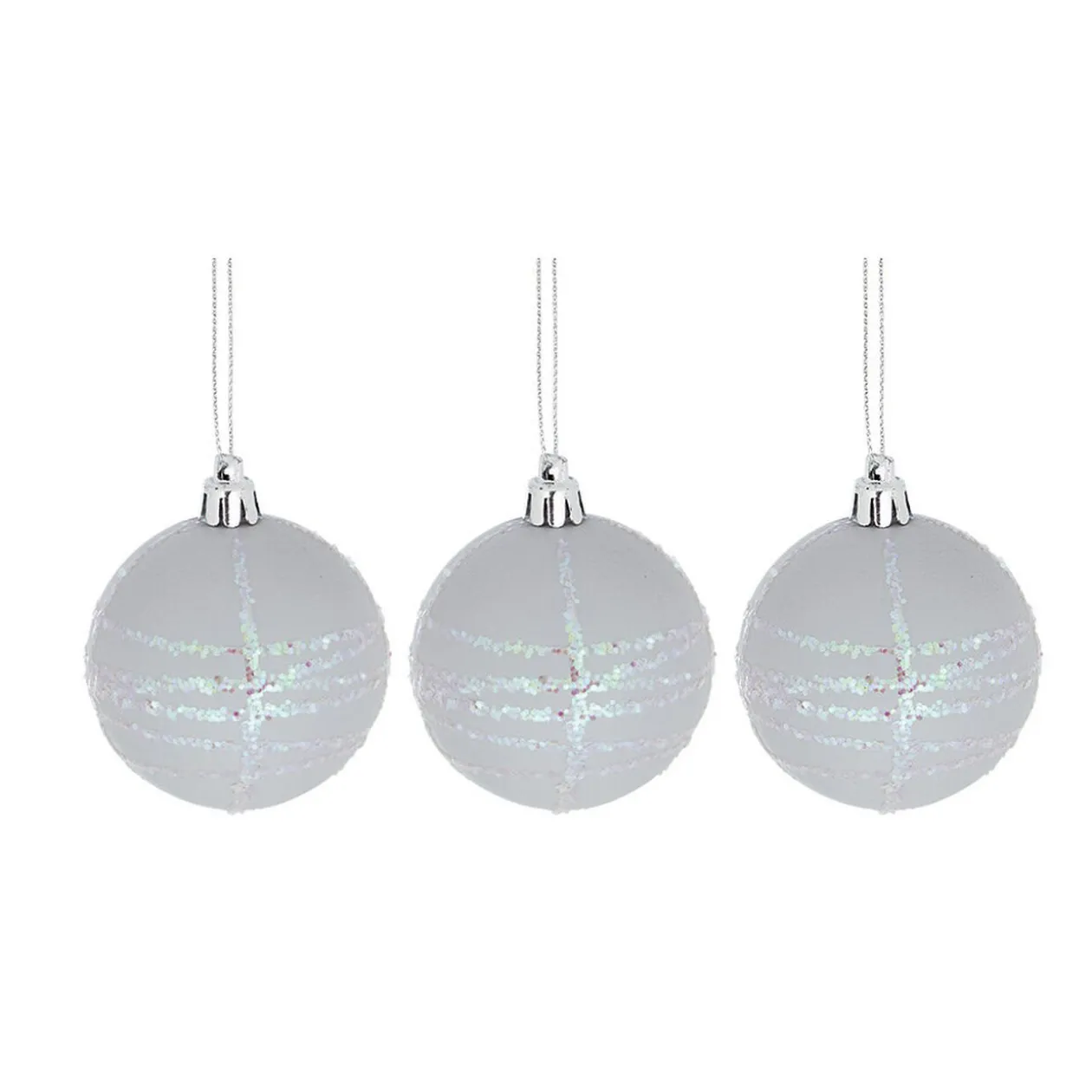 Boule de Noël pastel à rayures pailletées x 6