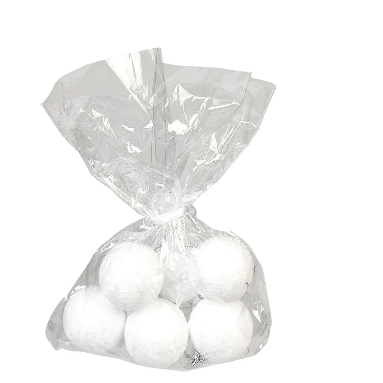Boule de Noël plastique blanc x6