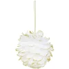 Boule de Noël plume blanche et dorée Ø10cm