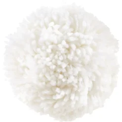 Boule de Noël pompon à suspendre blanche