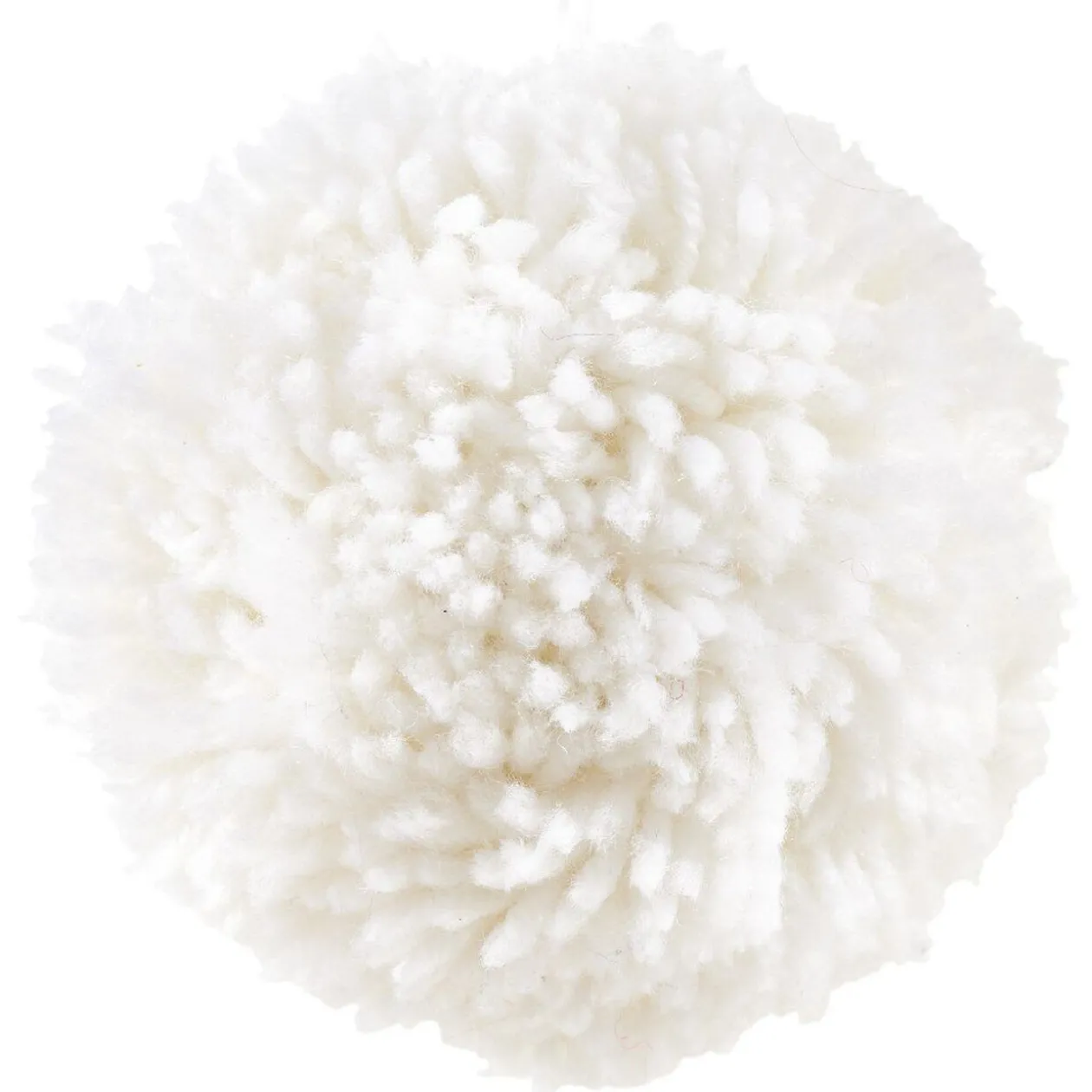 Boule de Noël pompon à suspendre blanche