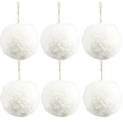 Boule de Noël pompon blanc Ø6cm x6