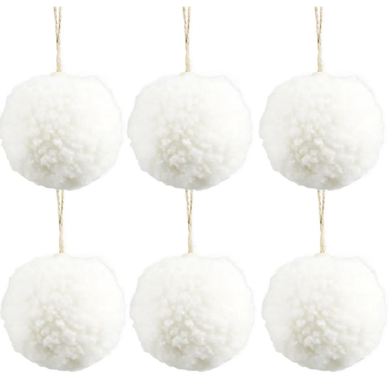 Boule de Noël pompon blanc Ø6cm x6