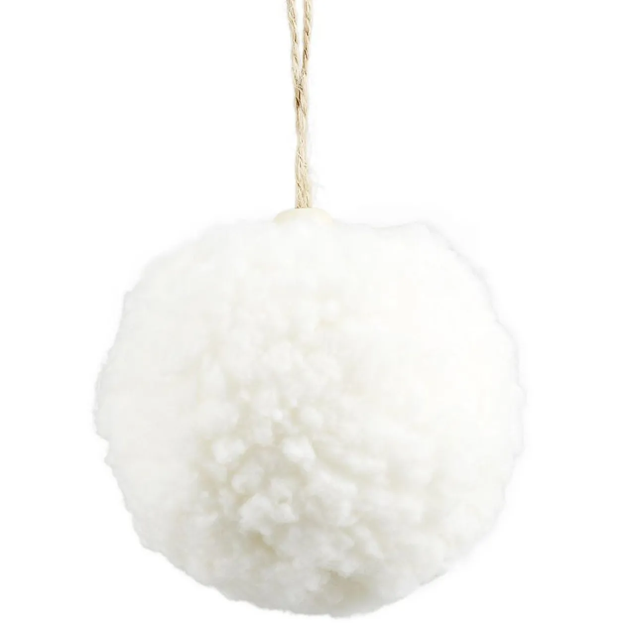 Boule de Noël pompon blanc Ø6cm x6