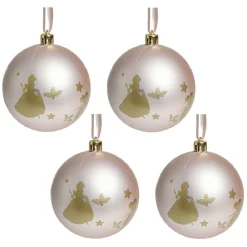 Boule de Noël Princesses Disney rose Ø8cm x4