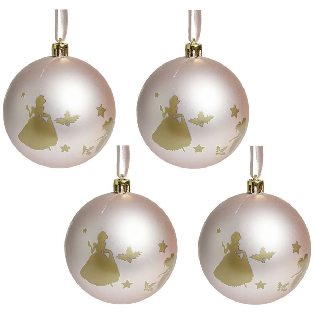 Boule de Noël Princesses Disney rose Ø8cm x4