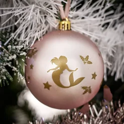 Boule de Noël Princesses Disney rose Ø8cm x4