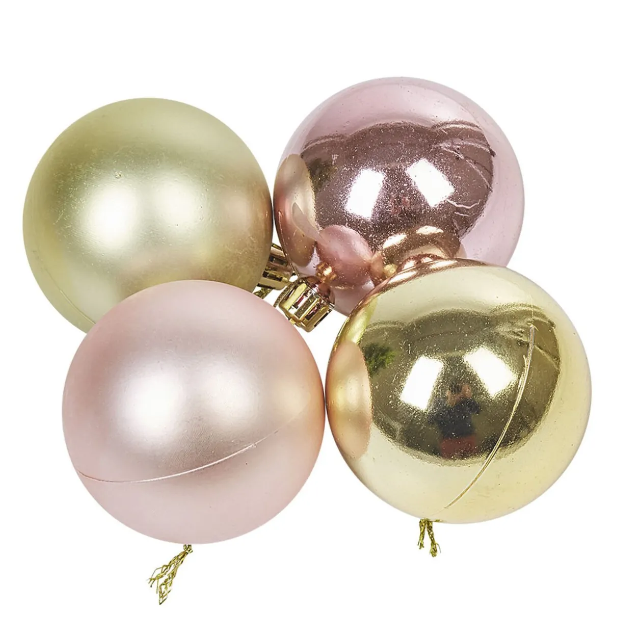 Boule de Noël rose et dorée x10