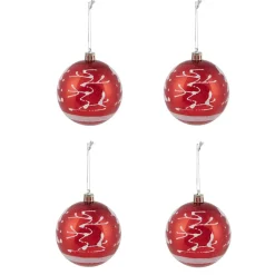 Boule de Noël rouge blanche x4