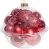 Boule de Noël rouge brillant pailleté mat x20